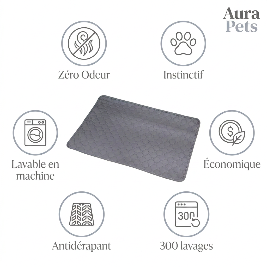 Tapis Hygiénique Lavable pour Chien — Zéro Odeur, Zéro Fuite