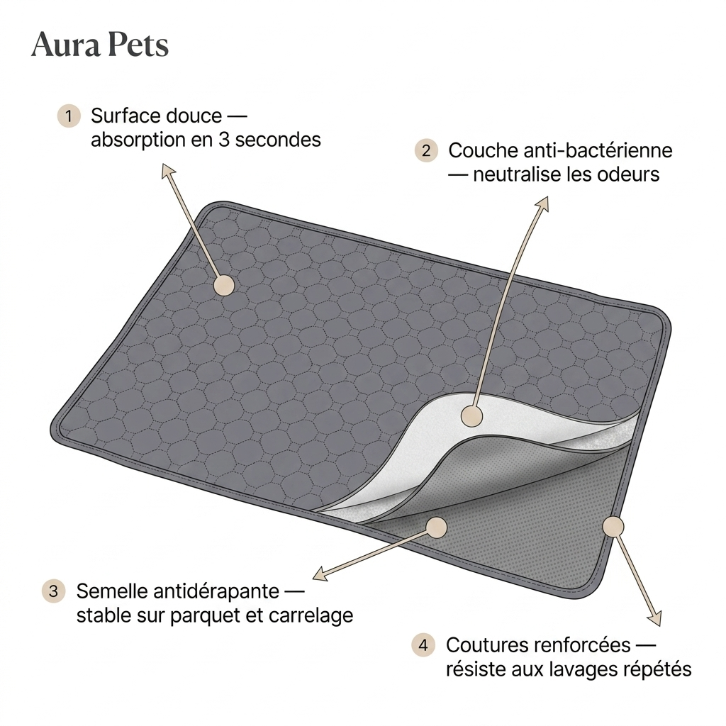 Tapis Hygiénique Lavable pour Chien — Zéro Odeur, Zéro Fuite